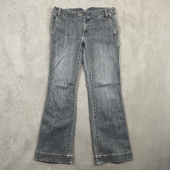 Banana Republic Trouser Jeans Womens 6 Gray Stretch Wide Leg Distressed Y2K — photo 2